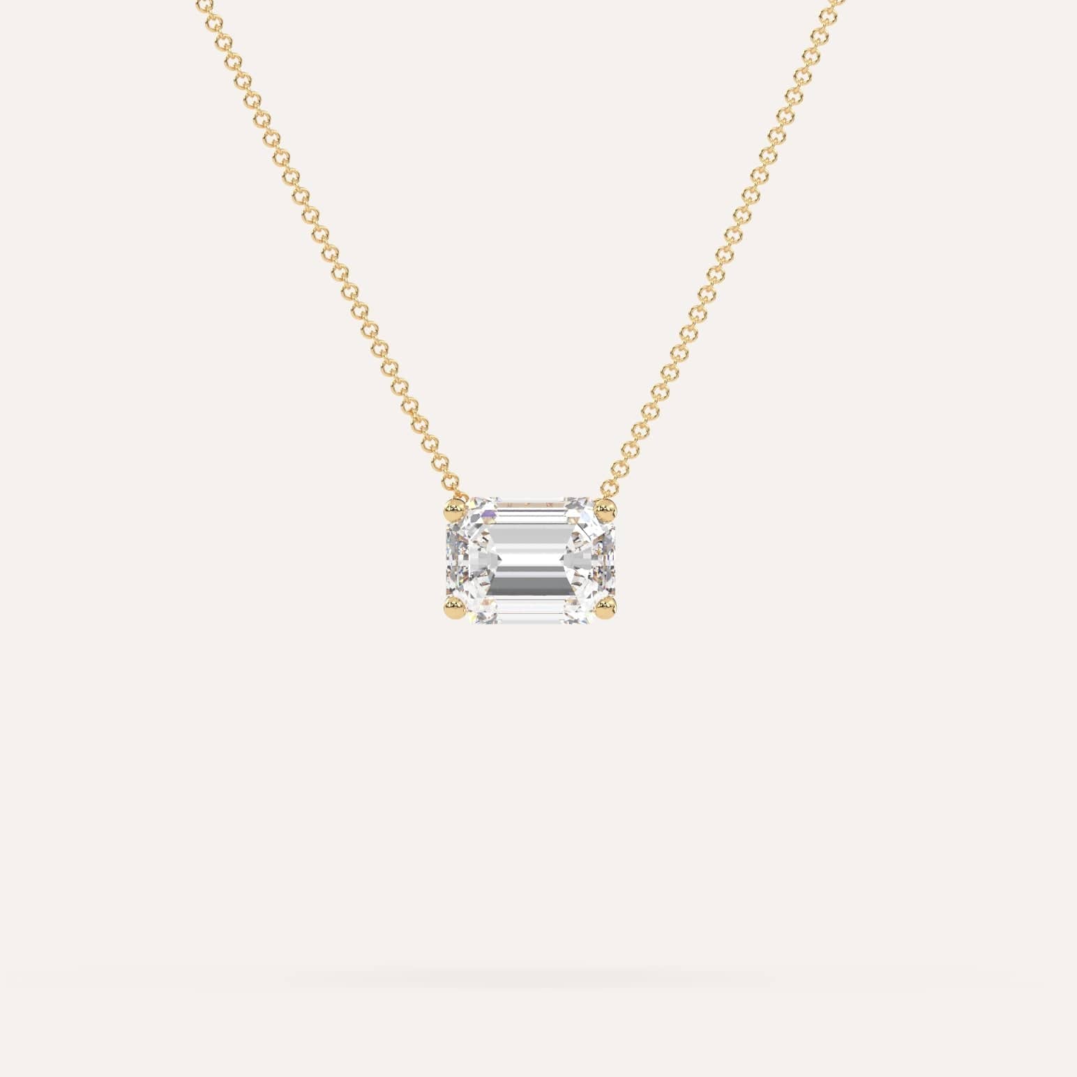 2 Carat Emerald Floating Diamond Necklace - 14K Gold Dainty Pendant for Women - Perfect for Weddings, Anniversaries & Special Occasions