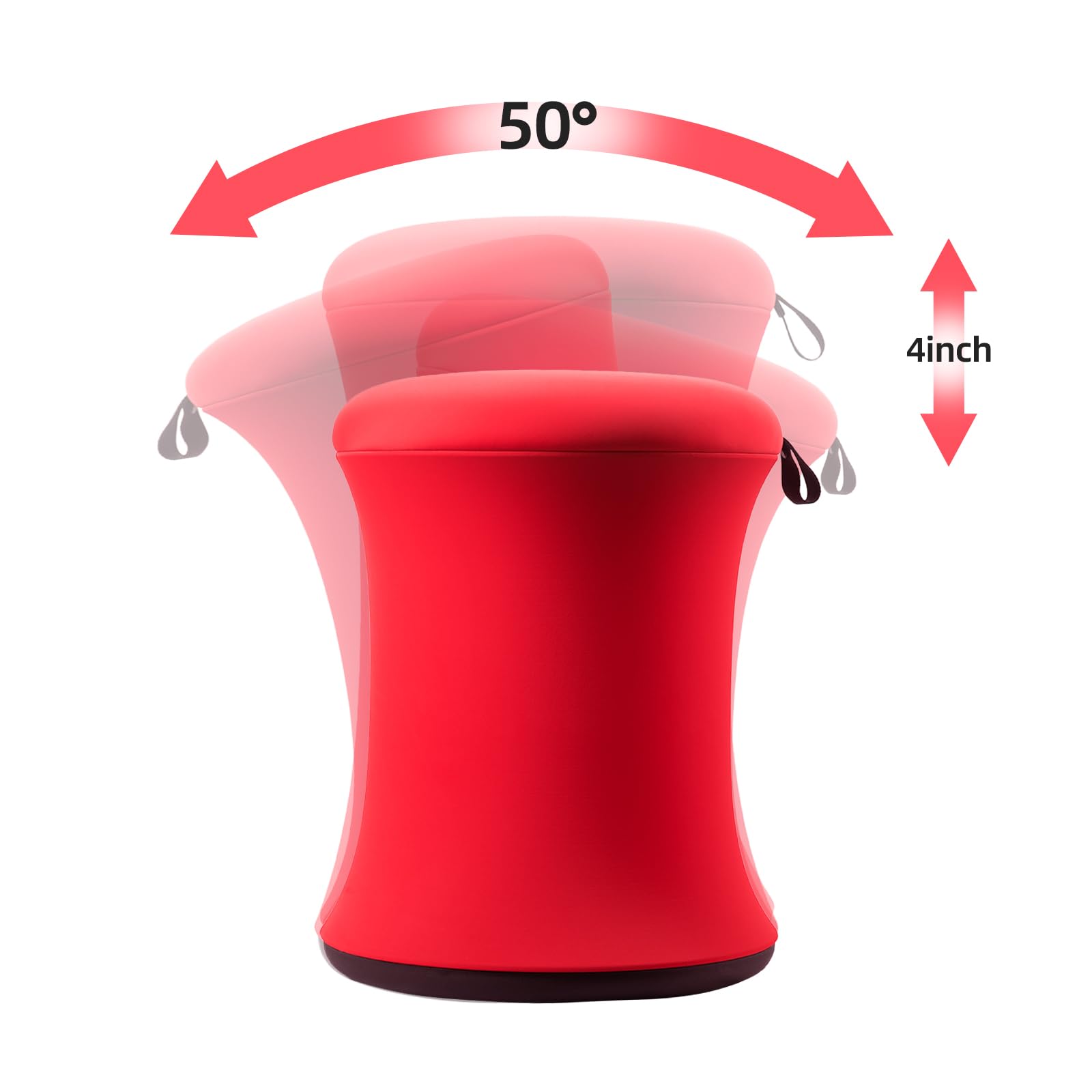 Ergonomic ADHD Wobble Stool & Yoga Ball Chair - Adjustable Height Active Sitting Stool for Adults & Kids - Improves Focus, Posture & Balance - Non-Slip Base for Home Office, Classroom, Exercise & Yoga (Red)