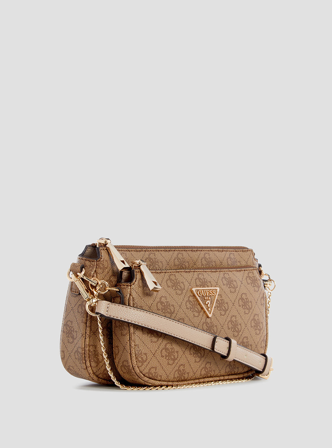 Stylish Brown Leather Logo Pouch Crossbody Bag for Women - Perfect for Travel, Shopping & Everyday Use