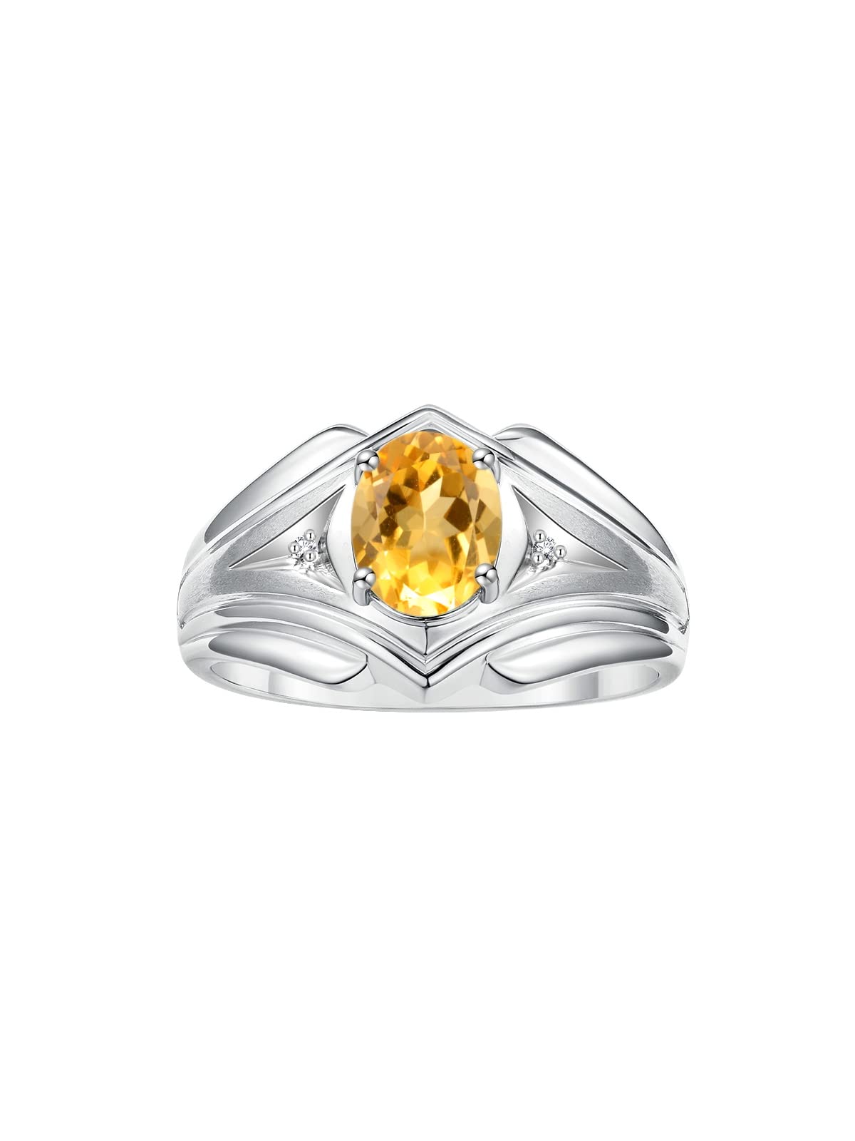 Rylos Men's Sterling Silver Ring with 9X7MM Oval Gemstone & Diamond - Classic Designer Style, Birthstone Rings for Men (Sizes 8-13) - Perfect for Weddings, Anniversaries & Gifts