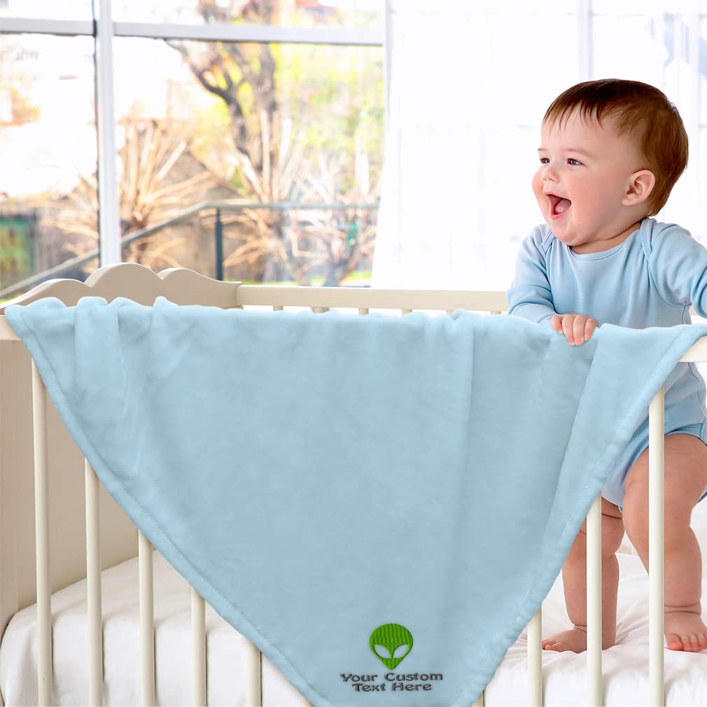 Custom Embroidered Baby Blankets for Boys & Girls - Soft Nursery Bedding with Cute Alien Design | Perfect for Cribs, Strollers & Gift Giving