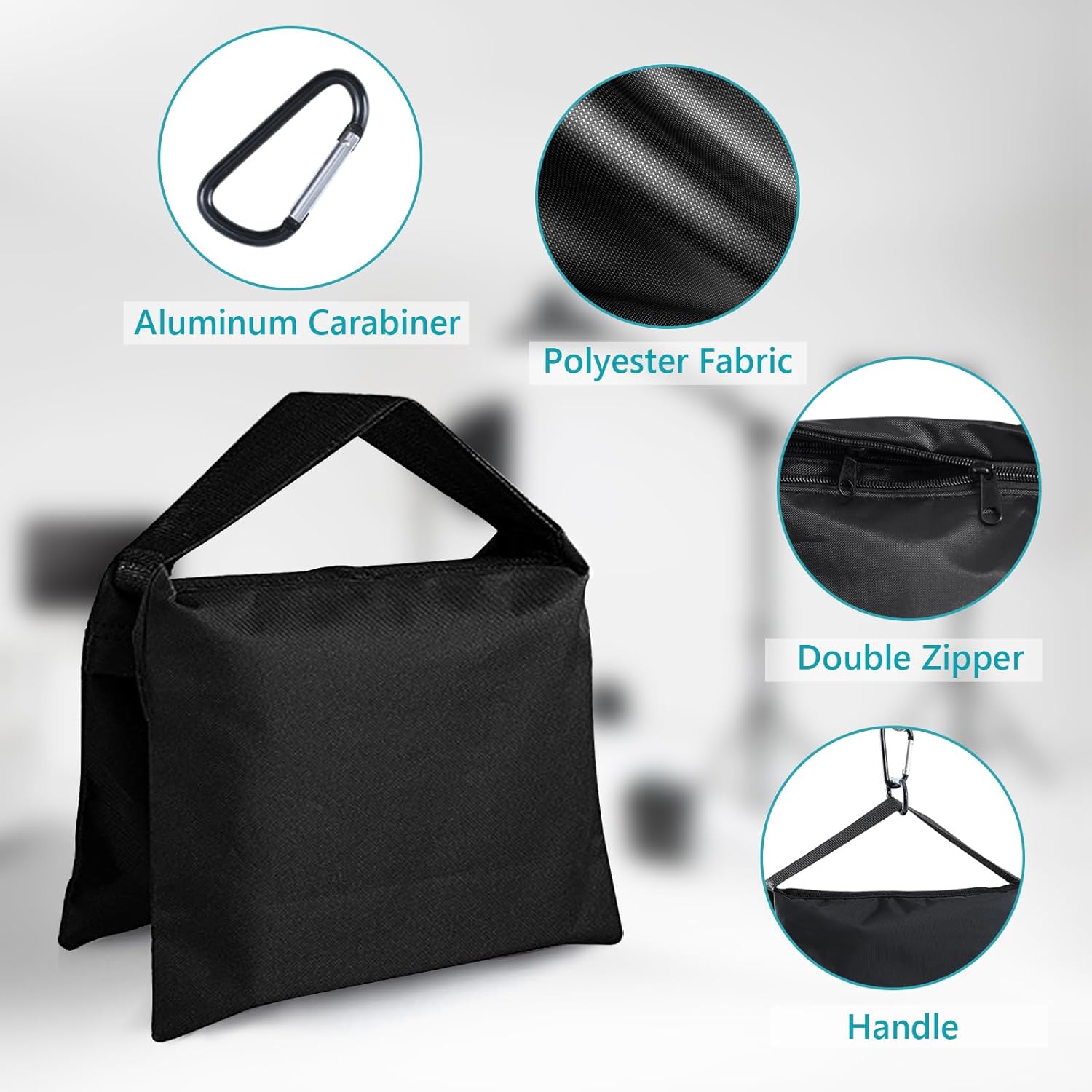 ABCCANOPY 4-Pack Black Sandbag Weights for Photography & Video Stands - Secure Equipment Outdoors & in Studios
