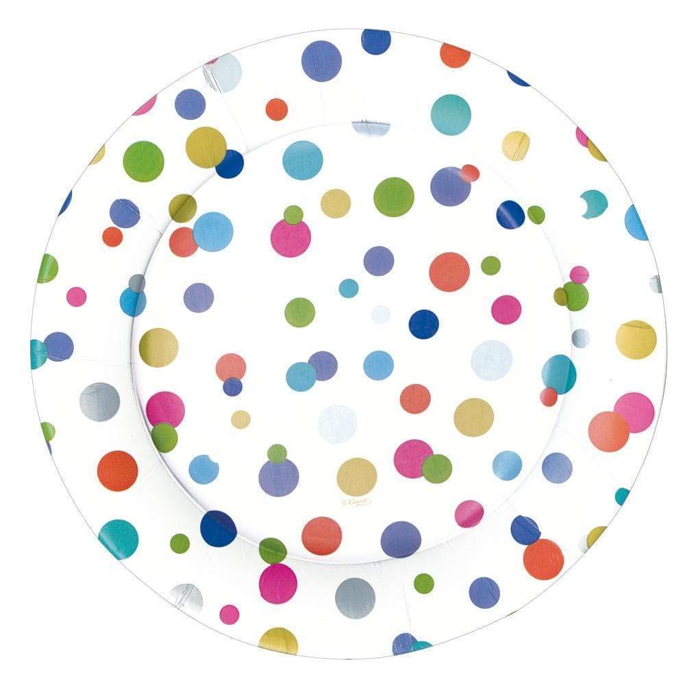 Caspari Confetti Brights Paper Party Dinner Plates - 8 Pack | Colorful Disposable Plates for Birthday, Wedding & Holiday Celebrations