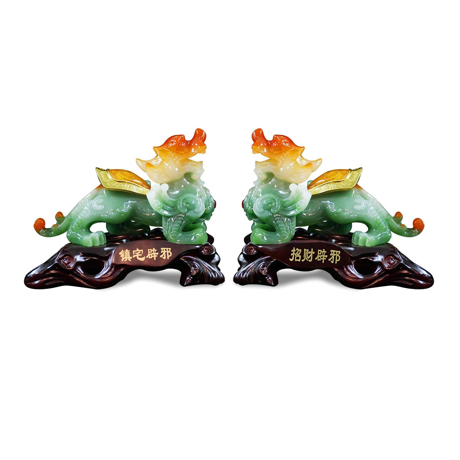 Pi Xiu Feng Shui Ornaments - Pair of Home Office Decor, Living Room & Wine Rack Accessories - Perfect for Business Gifts, Desk Decor & Cashier Counter Display - Enhance Wealth & Prosperity in Your Workspace or Home