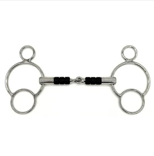 AJR TeffleX Roller Two Ring Bit - Comfortable Horse Training Bit for Western & English Riding - Perfect for Trail Riding, Dressage & Show Jumping