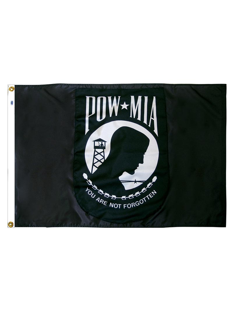 POW MIA 3x5 Feet Nylon Flag with Pole Hem - Durable American Veteran Tribute Banner for Outdoor & Indoor Display, Memorial Day, Veterans Day Decorations