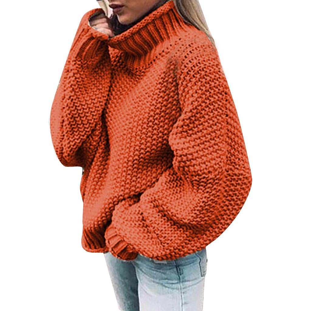 Women's Chunky Knit Turtleneck Sweater - Long Sleeve Casual Loose Pullover Top for Fall Winter | Cozy Office Wear, Weekend Outfits & Holiday Fashion