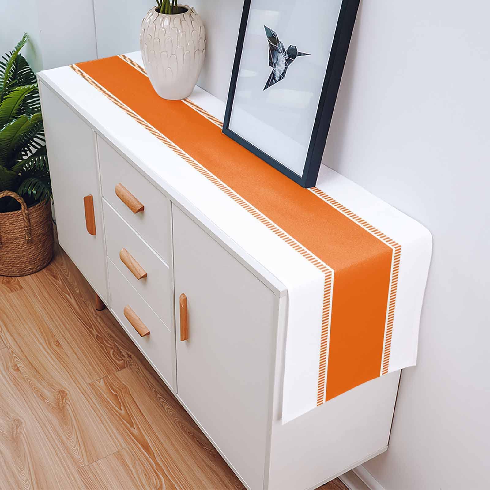 Orange Striped Table Runner 36 Inches - Farmhouse Modern Decorative Table Cover for Kitchen, Dining, Coffee Table - Perfect for Holiday, Party, Wedding & Home Decor