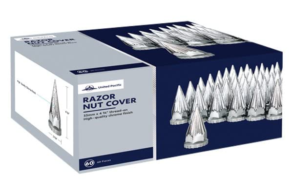 United Pacific 10583CB Chrome Plastic Razor Wheel Lug Nut Cover Set - 33mm x 4.75