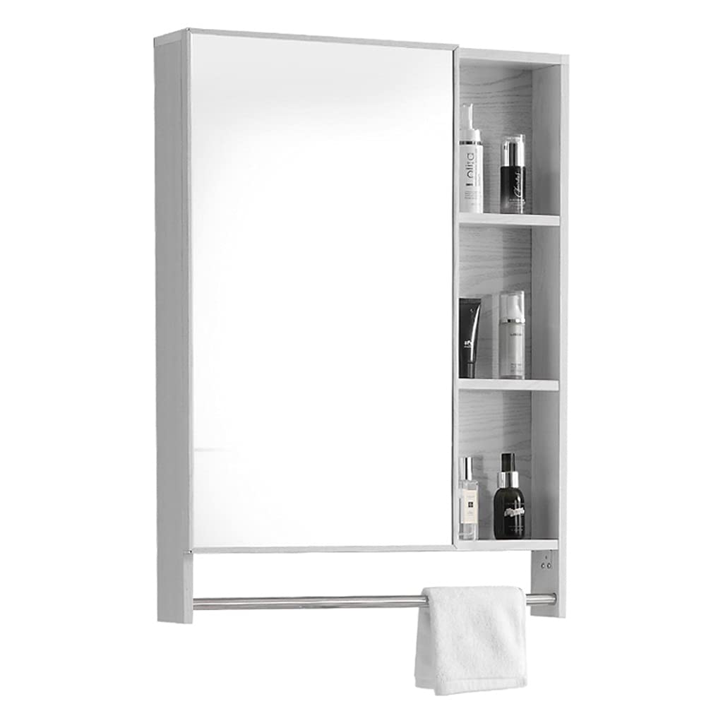 White Wall-Mounted Medicine Cabinet with Mirror - 60x70x10cm Single Door Bathroom Storage Locker for Bathroom Organization & Small Space Saving