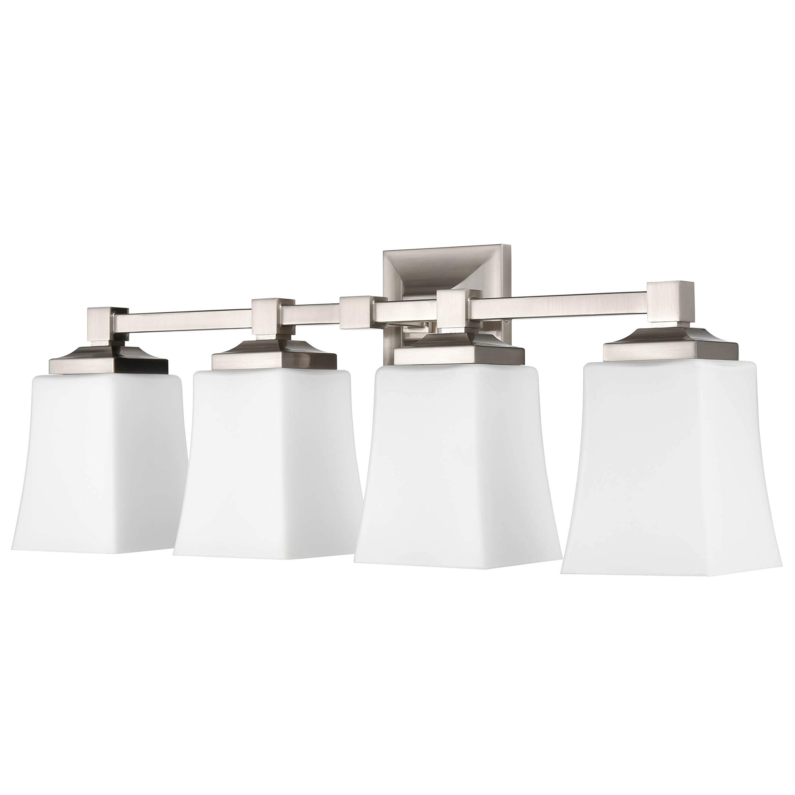 Liara Brighton 4-Light Modern Bathroom Vanity Light Fixture - Polished Chrome with Frosted Glass Shade, UL Listed - Perfect for Bathroom Mirror Lighting, Dressing Room & Modern Home Decor