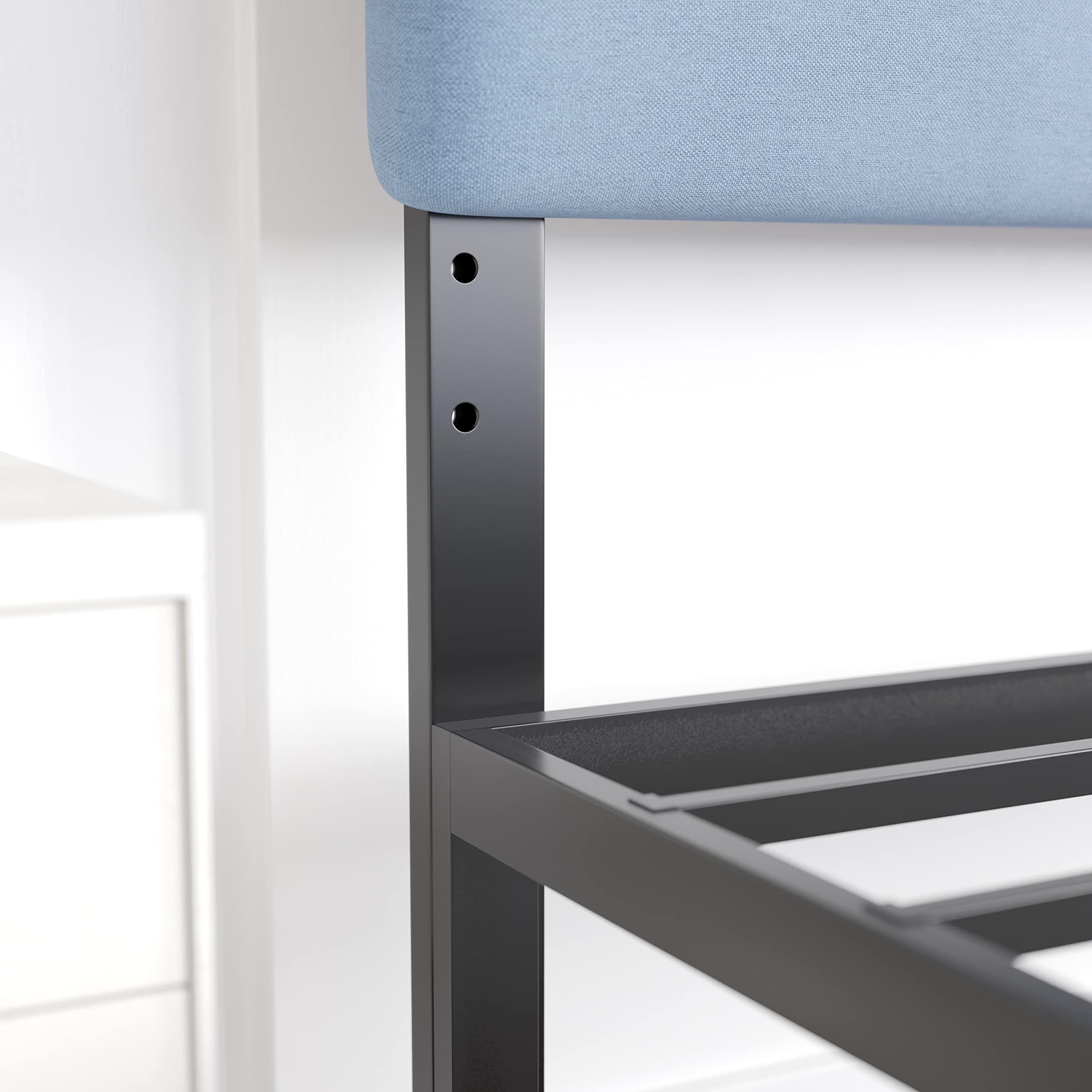 EMMA + OLIVER Gannon Twin Headboard - Blue Fabric Upholstered Adjustable Height Bed Headboard - Easy 30-Min Assembly - Fits Most Bed Frames (Not Included) - Perfect for Kids' Rooms, Guest Bedrooms & Dorm Decor