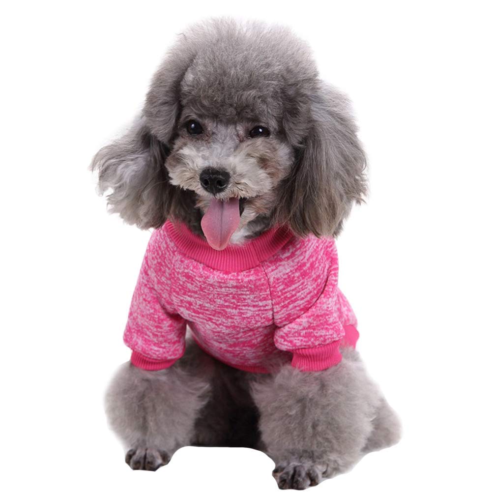Classic Knit Dog Sweater for Small Dogs - Warm Winter Puppy Coat, Soft & Cozy Pet Clothing (XXS, Rose) - Perfect for Indoor & Outdoor Winter Adventures