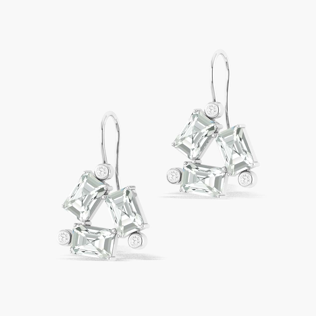 White CZ Octagon Stone Dangle Earrings - Elegant Cubic Zirconia Jewelry for Women | Perfect for Parties, Weddings & Special Occasions