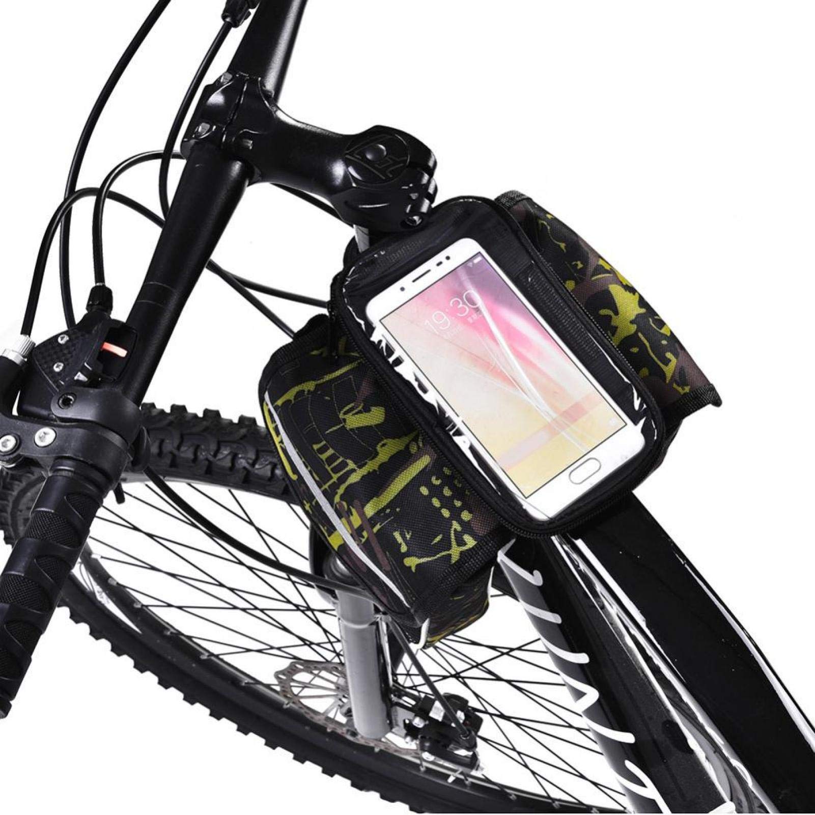 **Waterproof Bike Phone Mount Bag - Handlebar & Top Tube Pouch for Cycling - Secure Phone Holder Case Accessories - Perfect for Commuting, Mountain Biking & Outdoor Adventures**