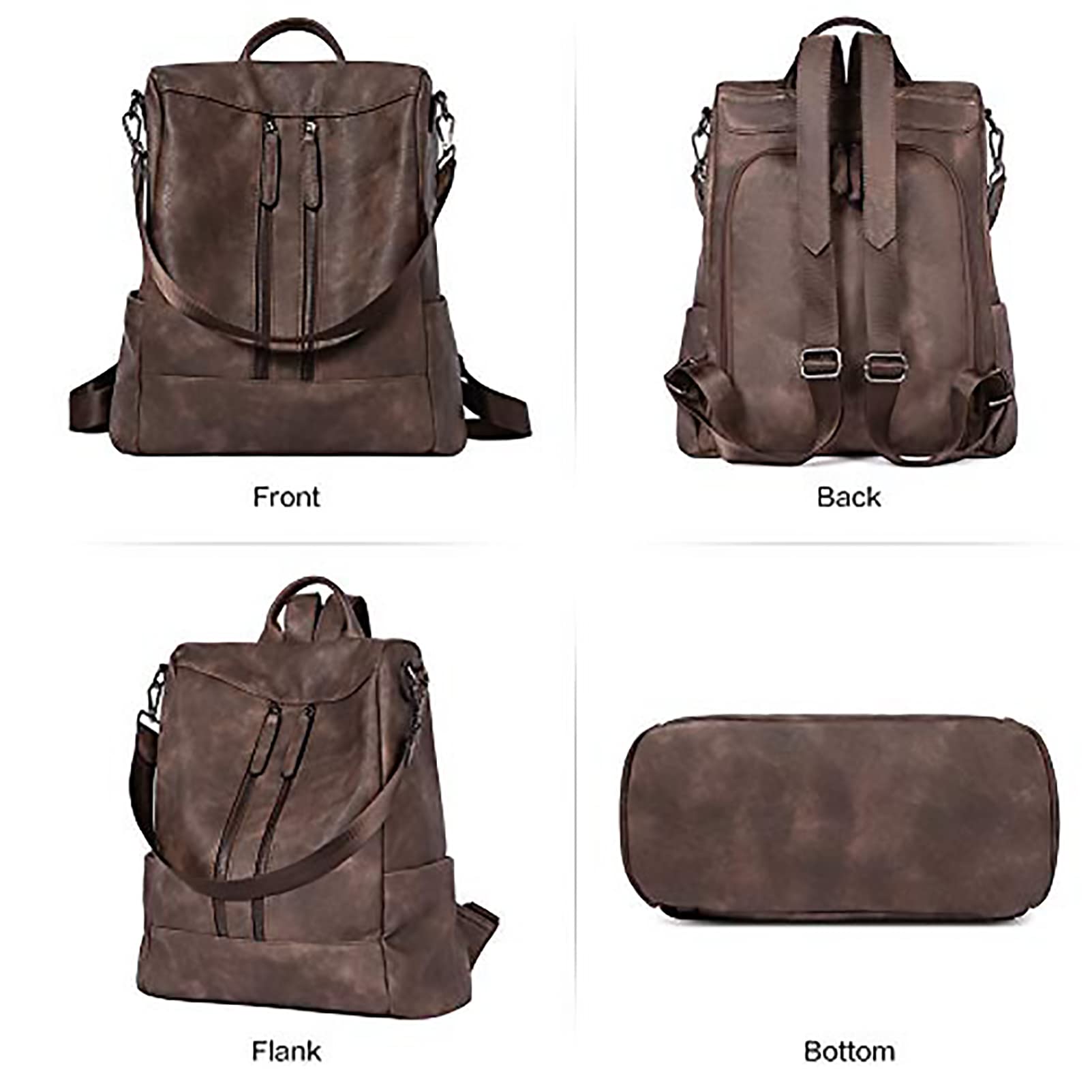 BROMEN Women's Leather Backpack Purse - Anti-Theft Bookbag with Shoulder Strap, Fashionable Handbag & Travel Backpack for Work, School & Daily Use