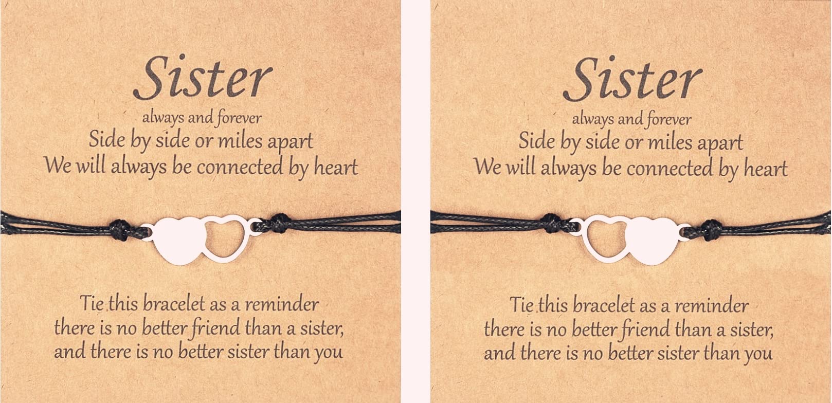 Lezmoii Matching Heart Sister Bracelet Set - Best Friend Jewelry Gift for Big Sister & Little Sister - Perfect for Birthdays, Anniversaries & Sister Bonding Moments