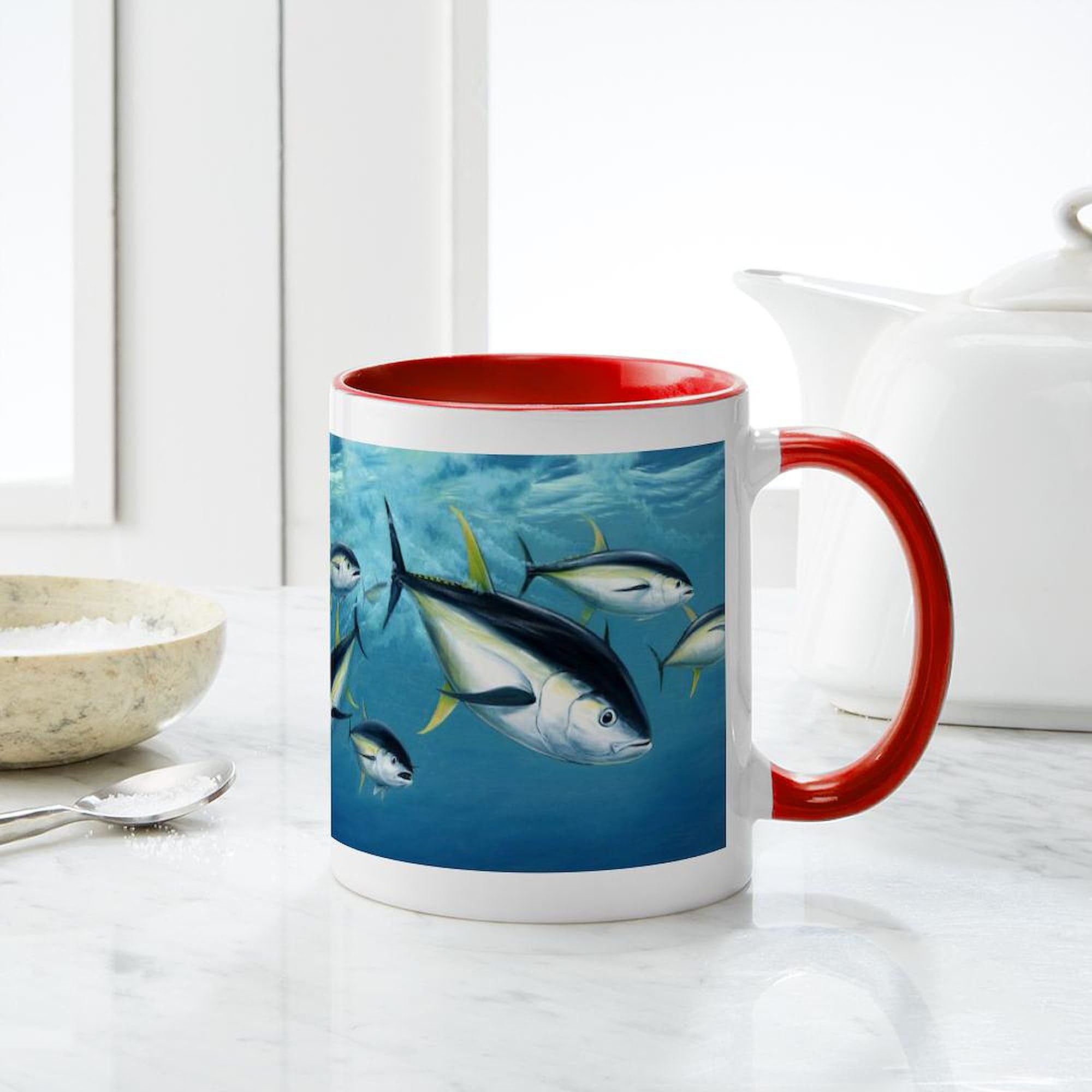 Bluefin Tuna Ceramic Coffee Mug 11 oz (325 ml) - Funny Fish Design for Tea, Hot Chocolate & Office Use - Perfect Gift for Fishermen & Marine Lovers