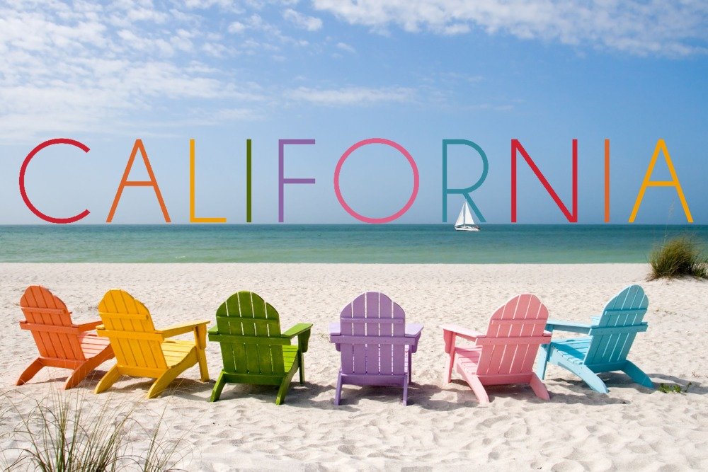 Lantern Press California Beach Chairs Art Print - 16x24 Wrapped Canvas Wall Decor for Coastal Home & Office Decoration