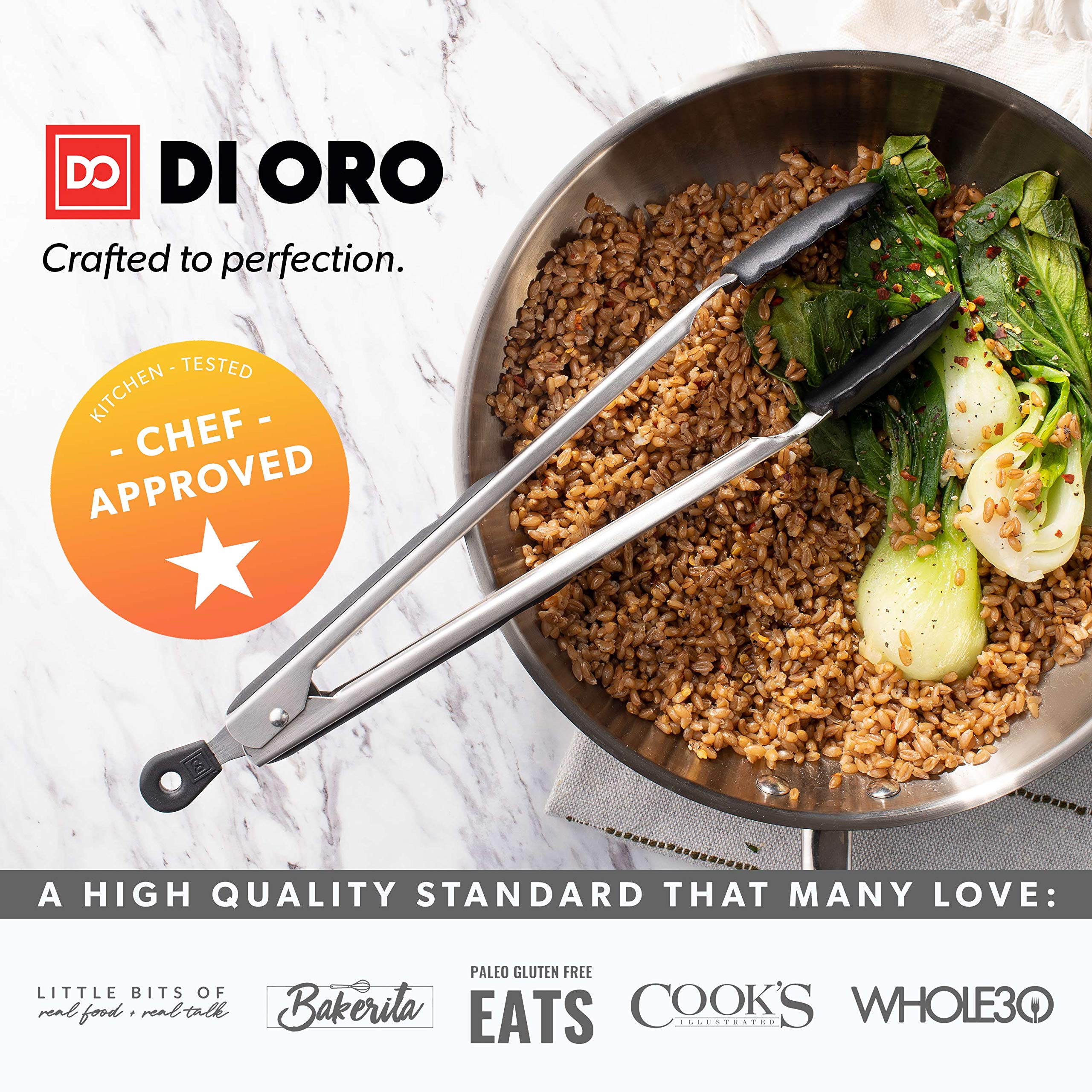 DI ORO 8-Piece Silicone Kitchen Utensil Set - Heat-Resistant Cooking Tools for Baking & Frying