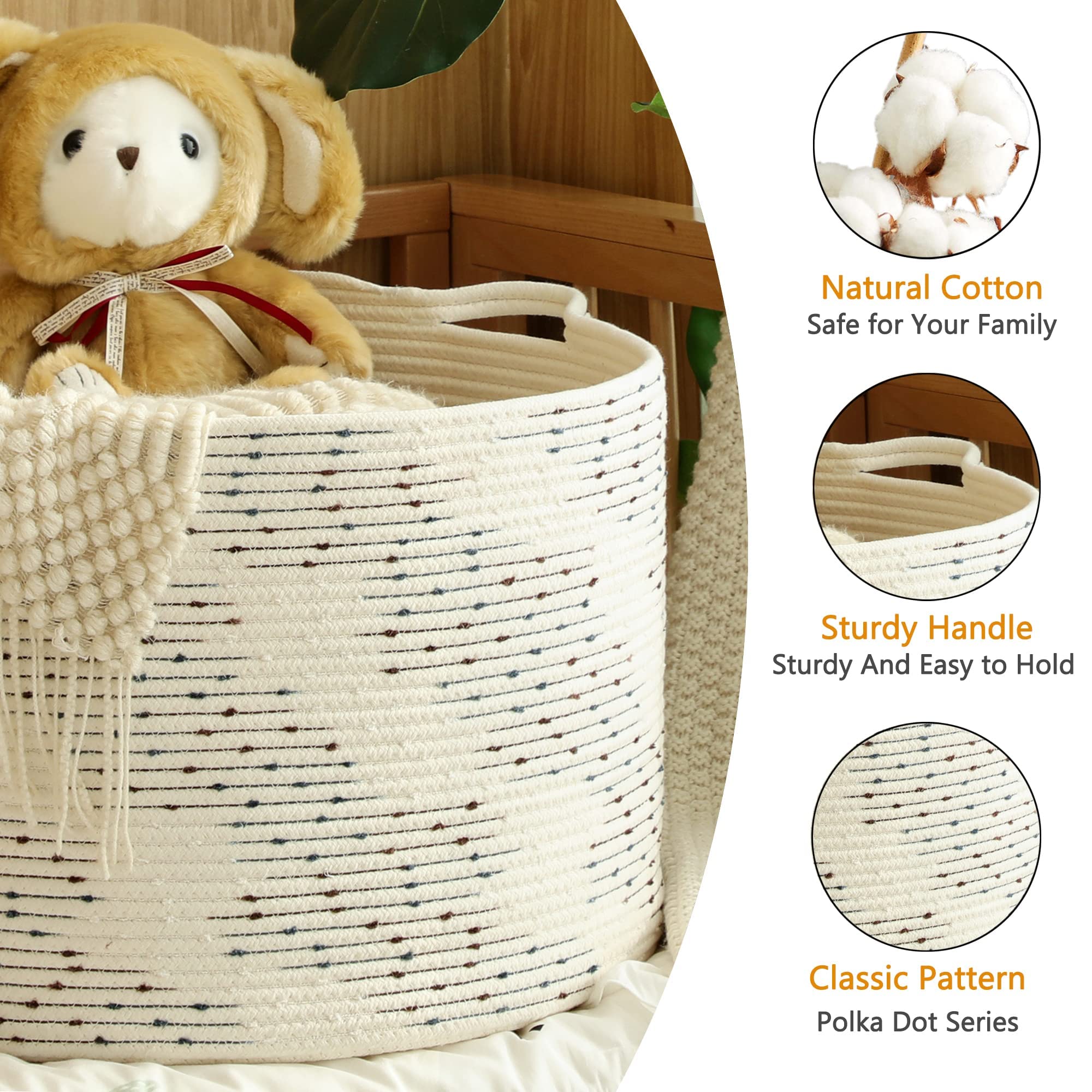 KAKAMAY Large Cotton Rope Blanket Basket (20