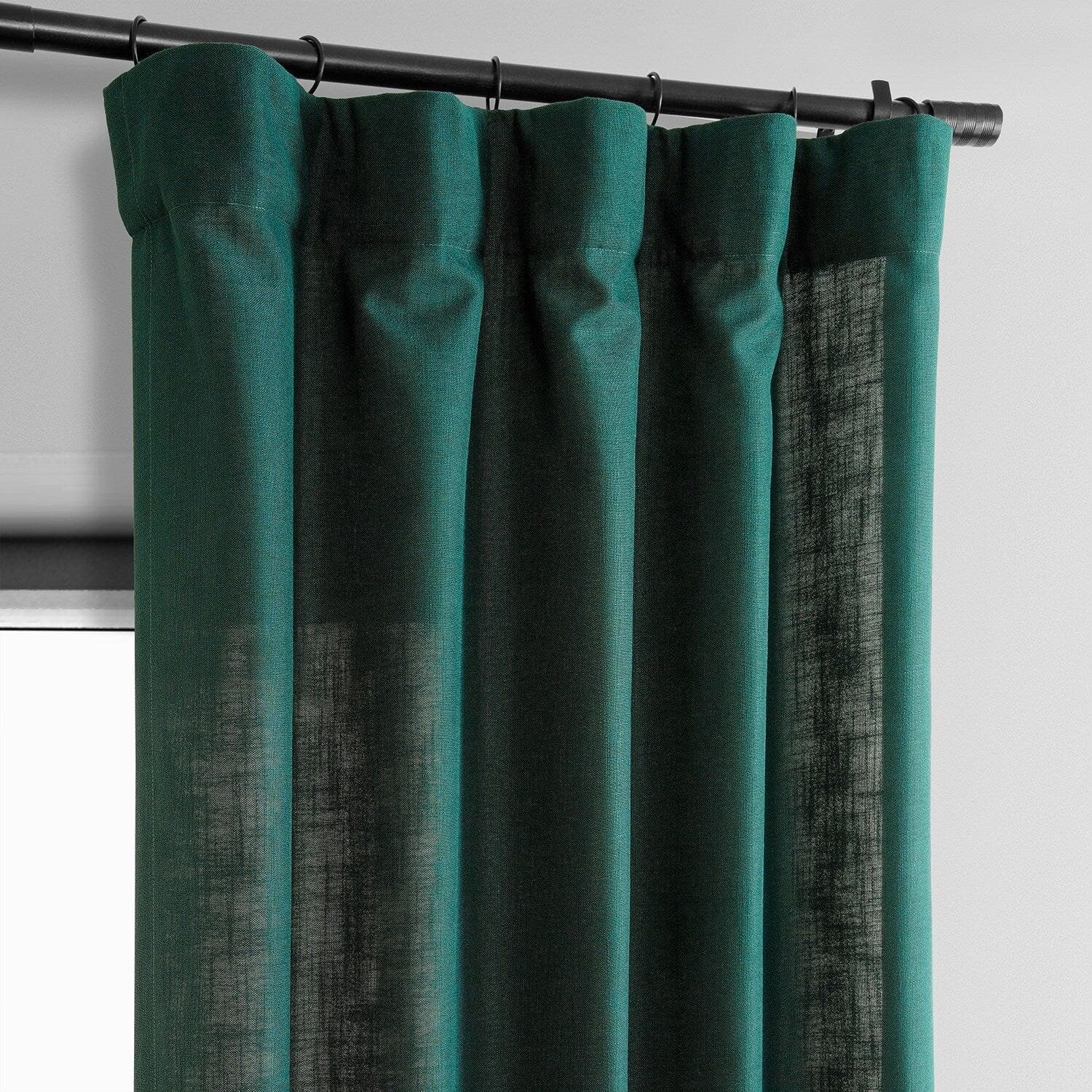 Deep Green Classic Faux Linen Curtains - Blackout Window Drapes for Living Room & Bedroom - Elegant Home Decor for Modern Interior Design