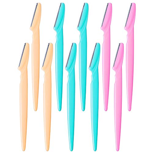 WEIKI Eyebrow Razors for Women & Men - 10 Pack Dermaplaning Razor Set for Face Shaping, Eyebrow Trimming & Facial Hair Removal with Precision Cover | Portable Travel-Friendly Design for Home, Salon & On-The-Go Grooming