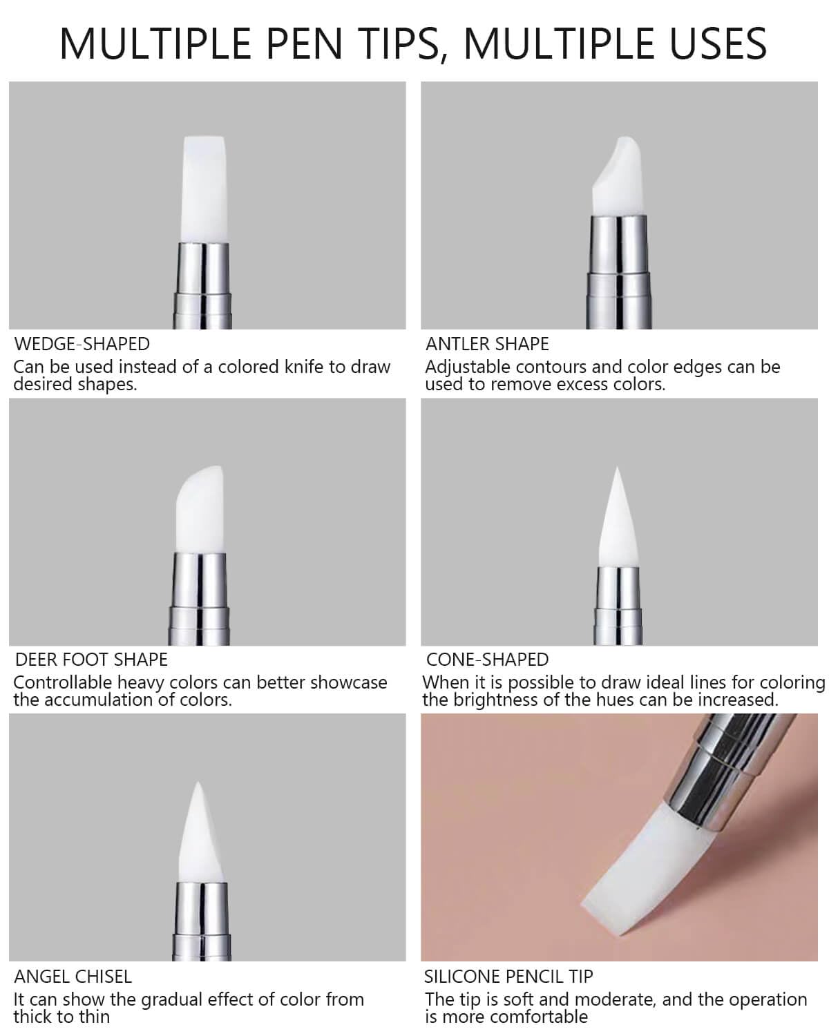 5 Pcs Dual-Tipped Silicone Nail Art Sculpture Pens - Acrylic Nail Carving Brushes for Rhinestones, Diamond Painting & Nail Polish - Perfect for DIY Home Salon & Professional Nail Art Design
