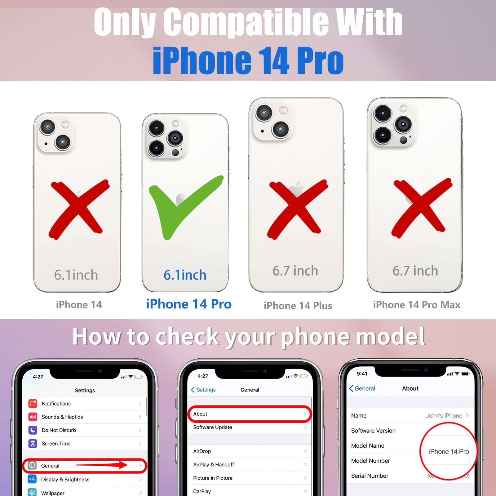 2 in 1 iPhone 14 Pro Case with Ring Holder - Rainbow Girly Cute Retro Floral Design Soft TPU Bumper Cover for Women & Girls (6.1