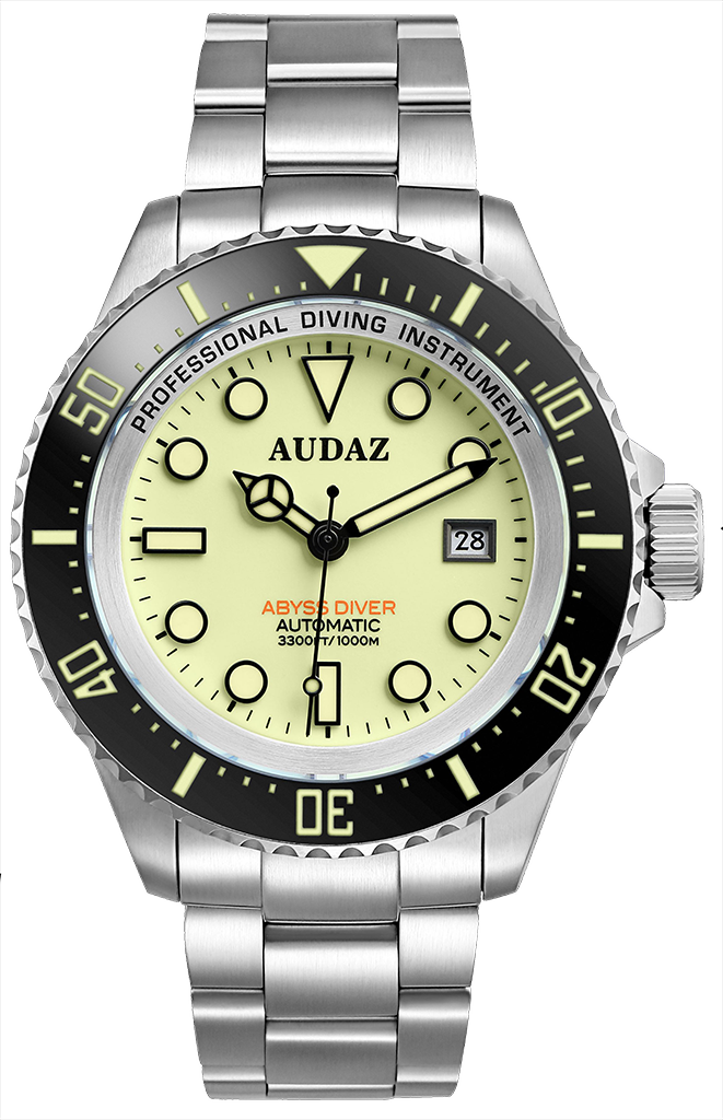 Audaz Abyss Diver ADZ 3010 06 Professional Dive Watch - Stainless Steel Waterproof Chronograph for Scuba Diving, Snorkeling & Water Sports | Like New Condition