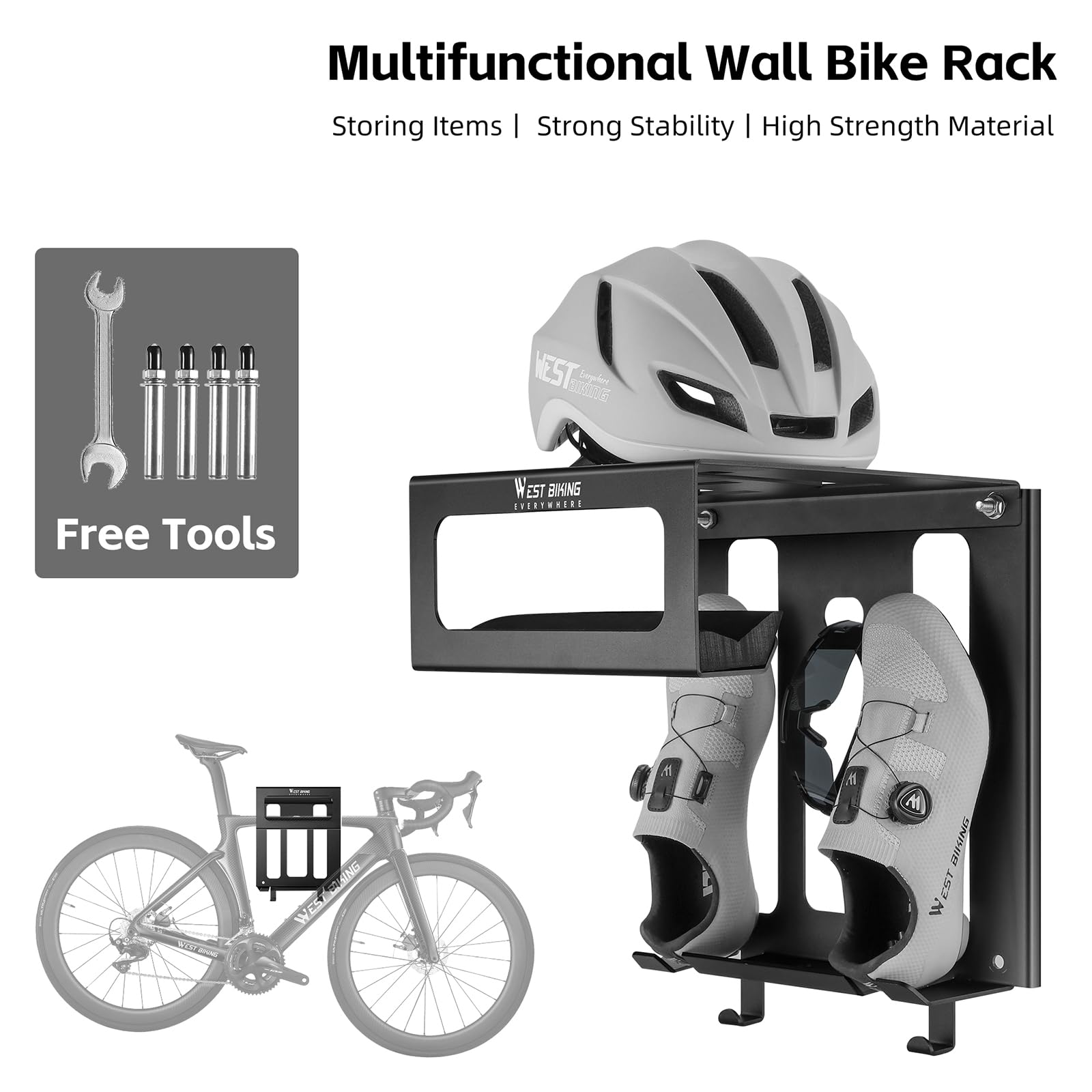 Bike Wall Mount Holder - Heavy Duty Mountain Bike Storage Rack for Indoor & Outdoor Use - Space Saving Bike Hanger Stand for Garage, Apartment, or Shed Organization