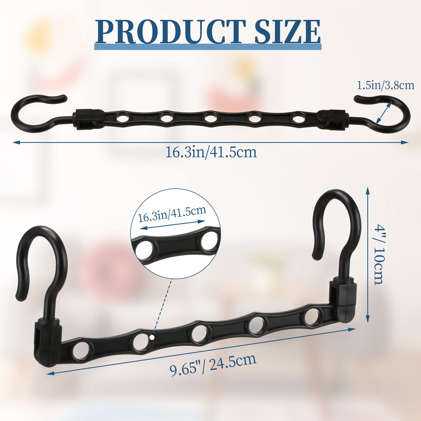 Hoteam 40 Pack Space Saving Clothes Hangers - Heavy Duty Plastic Closet Organizers with 5 Holes for Shirts, Pants & Dorm Essentials - Perfect for College, Apartment & Small Spaces (Black)