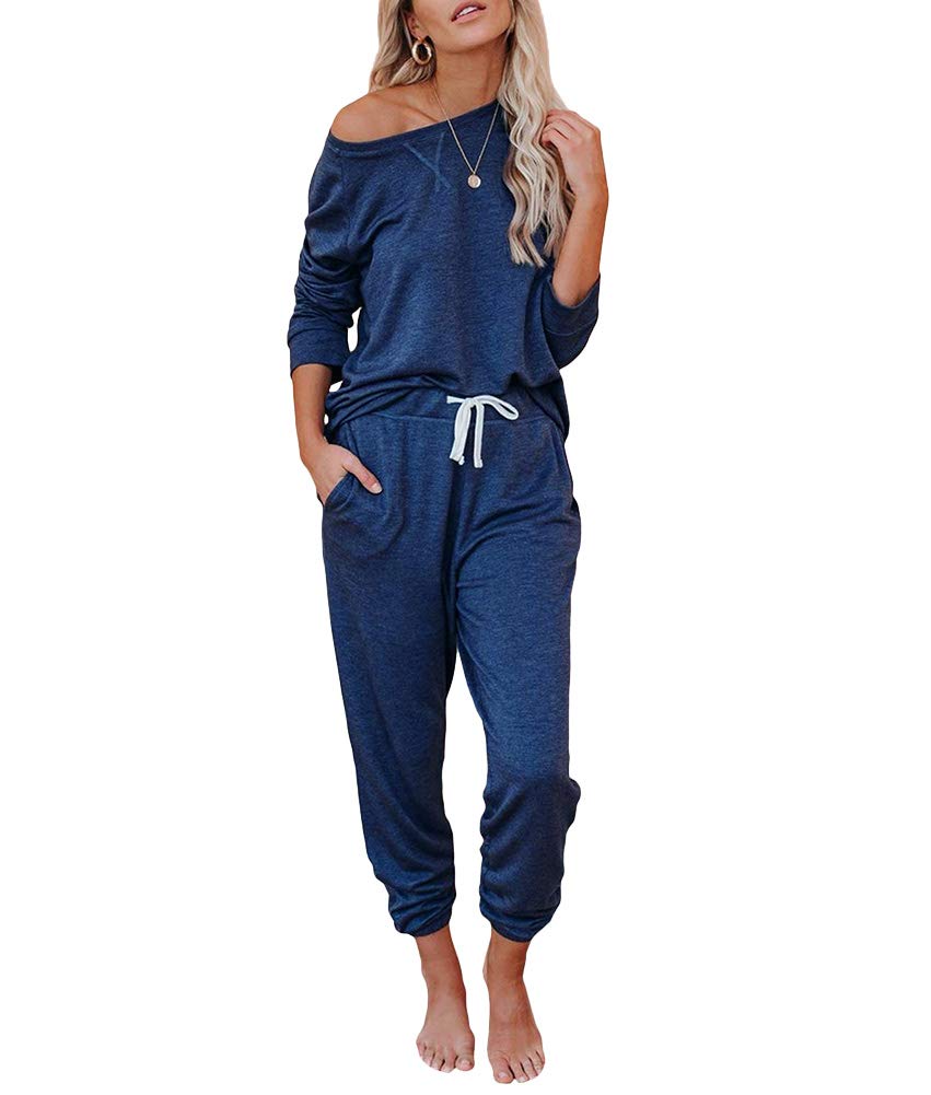 ECHOINE Women's Casual 2-Piece Lounge Set - Soft Pullover Top & Jogger Pants with Pockets - Cozy Pajama PJ Outfit for Home, Sleepwear, Travel & Relaxation