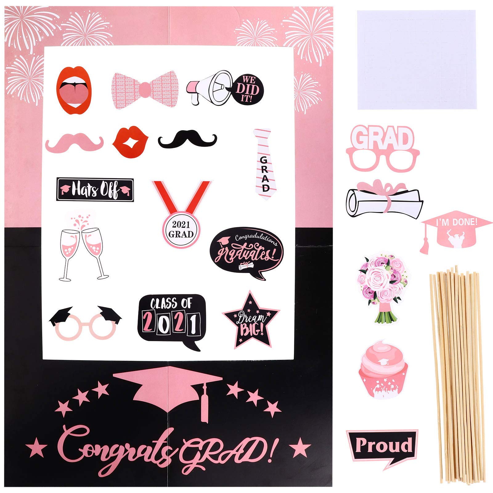 Amosfun 12-Piece Graduation Party Photo Frame Set - DIY Paper Photo Props for Graduation Ceremony, Birthday & Celebration Photography Accessories - Perfect for Graduation Parties, Yearbook Photos & Memory Scrapbooking