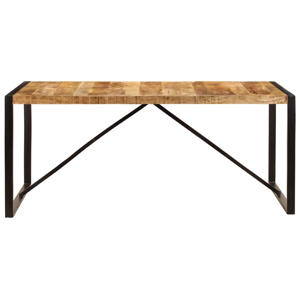 vidaXL Industrial Dining Table - Solid Mango Wood with Sturdy Steel Legs - Polished & Lacquered Finish - Easy Assembly - Brown & Black - Perfect for Farmhouse Kitchens, Restaurants & Modern Dining Rooms