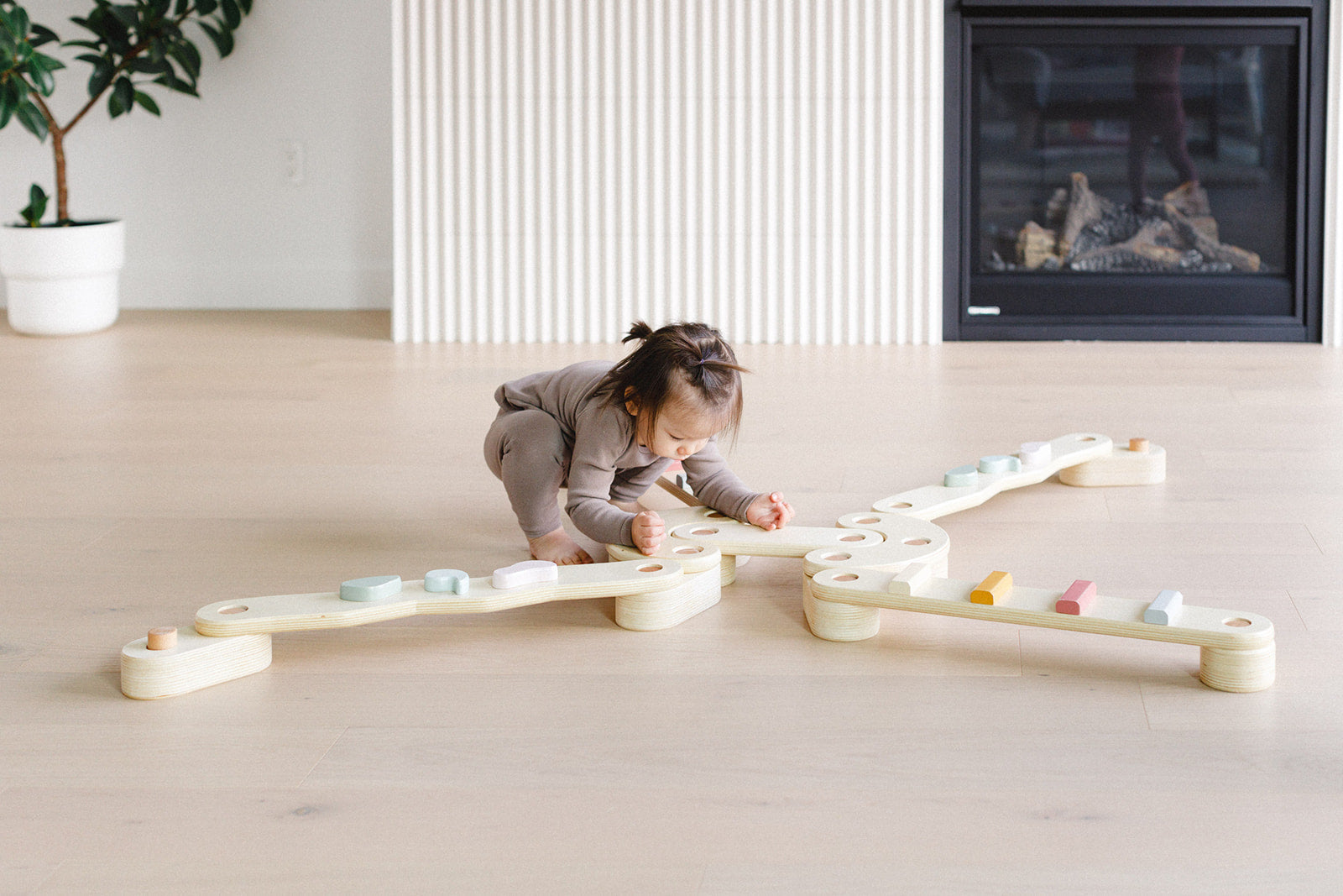 Step N' Balance Kids Wooden Balance Beam & Building Blocks Set - Fun Indoor & Outdoor Play for Toddlers, Preschoolers & Children - Perfect for Home, School & Playground Use