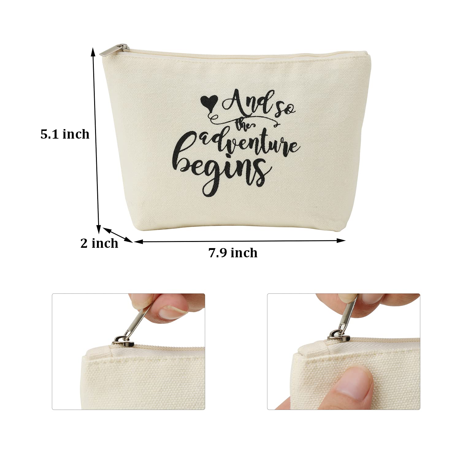 Bride Tote Bag with Makeup Bag - Perfect Wedding Gift for Bridal Showers, Bachelorette Parties & Honeymoon Travel - Large Canvas Shoulder Bag with Cosmetic Pouch for Bride-to-Be