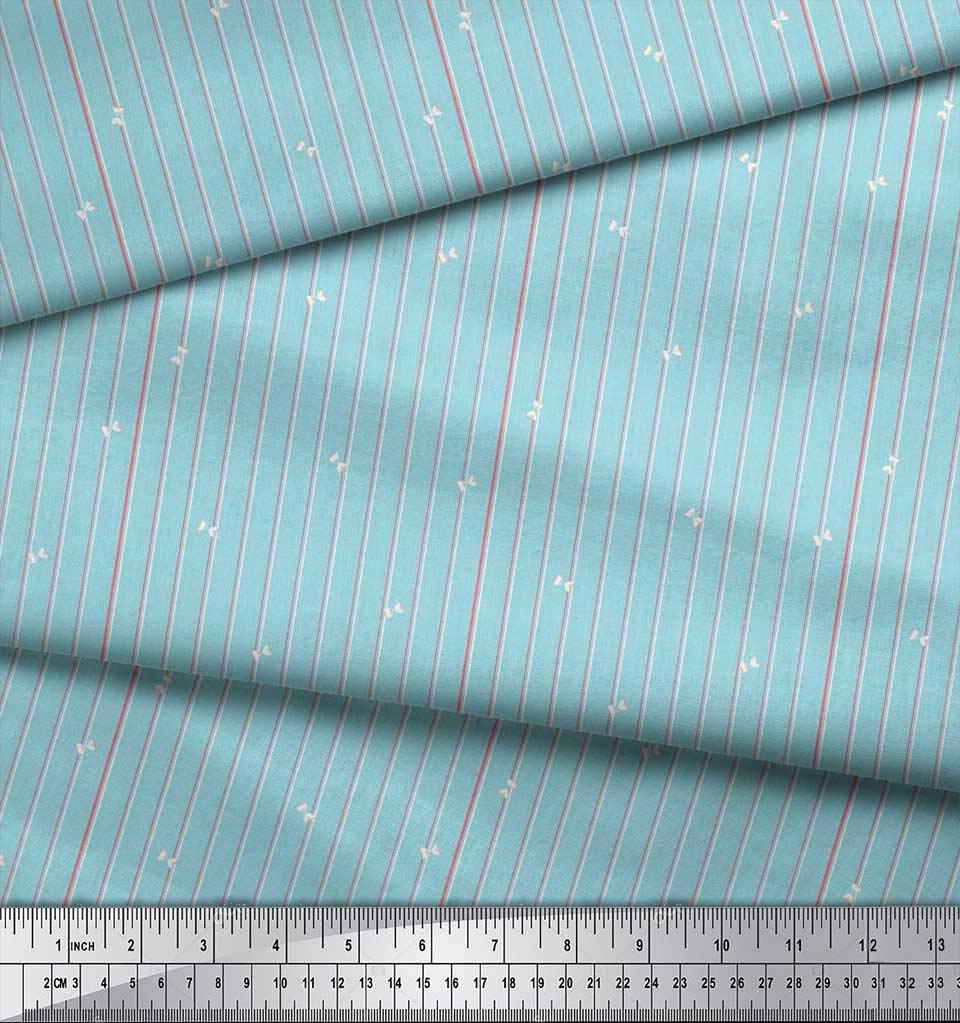 Soimoi 100% Polyester Crepe Fabric - Striped & Sand Timer Print Shirting Material - 42 Inches Wide by The Yard - Perfect for Dresses, Blouses, and DIY Fashion Projects