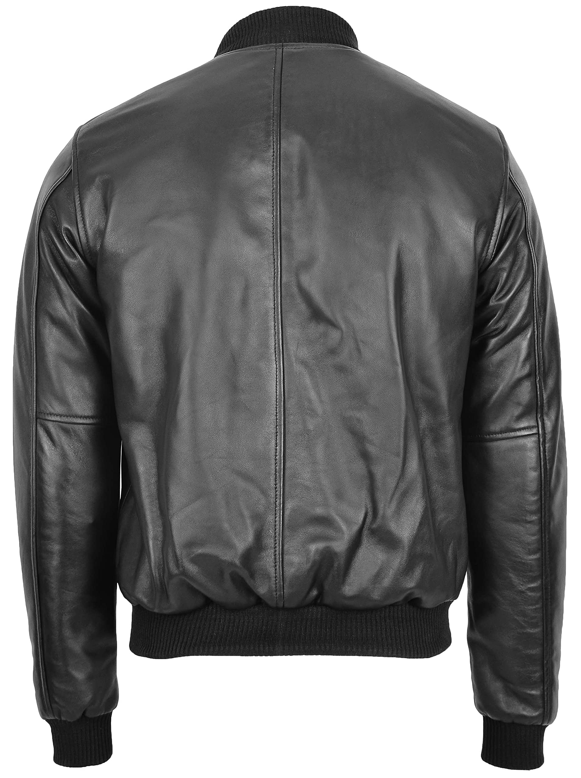 Men's Genuine Leather Bomber Jacket MA-1 Varsity Style Ryan - Classic Aviator Flight Jacket for Casual Wear & Night Out