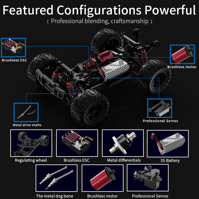 KFPLAN KF10 1/10 Scale Brushless RC Car - 4WD High Speed Remote Control Racing Car 50km/h - Perfect for Off-Road Racing, Backyard Driving & RC Hobby Enthusiasts