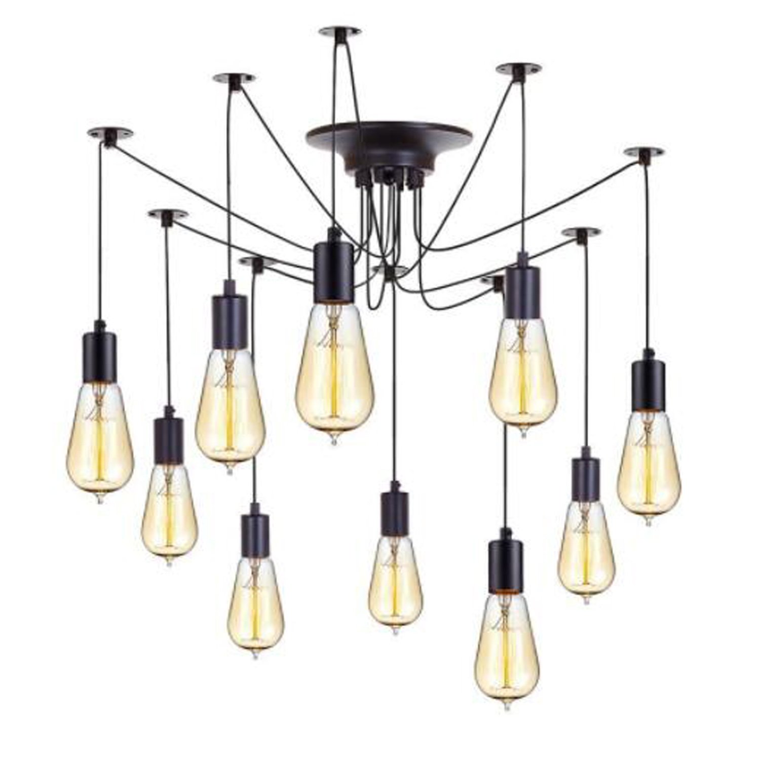 Vintage 10-Light Chandelier with Bulbs Included - Modern Flush Mount Ceiling Light Fixture for Living Room, Dining Room & Bedroom Lighting
