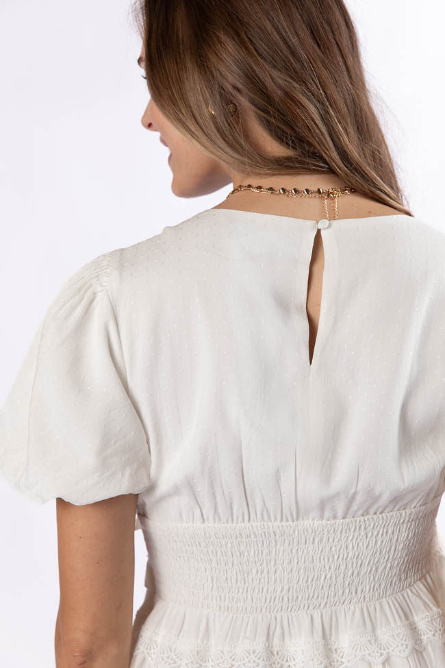 White Ruffle Trim Mini Dress for Women - Elegant Summer Party & Date Night Outfit - Perfect for Beach Vacations, Weddings & Special Occasions