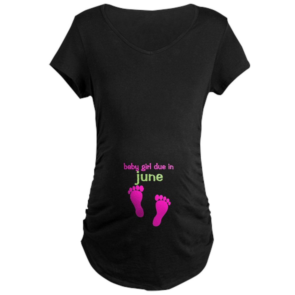 Baby Girl Due June Maternity T-Shirt - Comfortable Dark Maternity Tee for Expecting Moms - Perfect for Pregnancy Announcements & Baby Showers