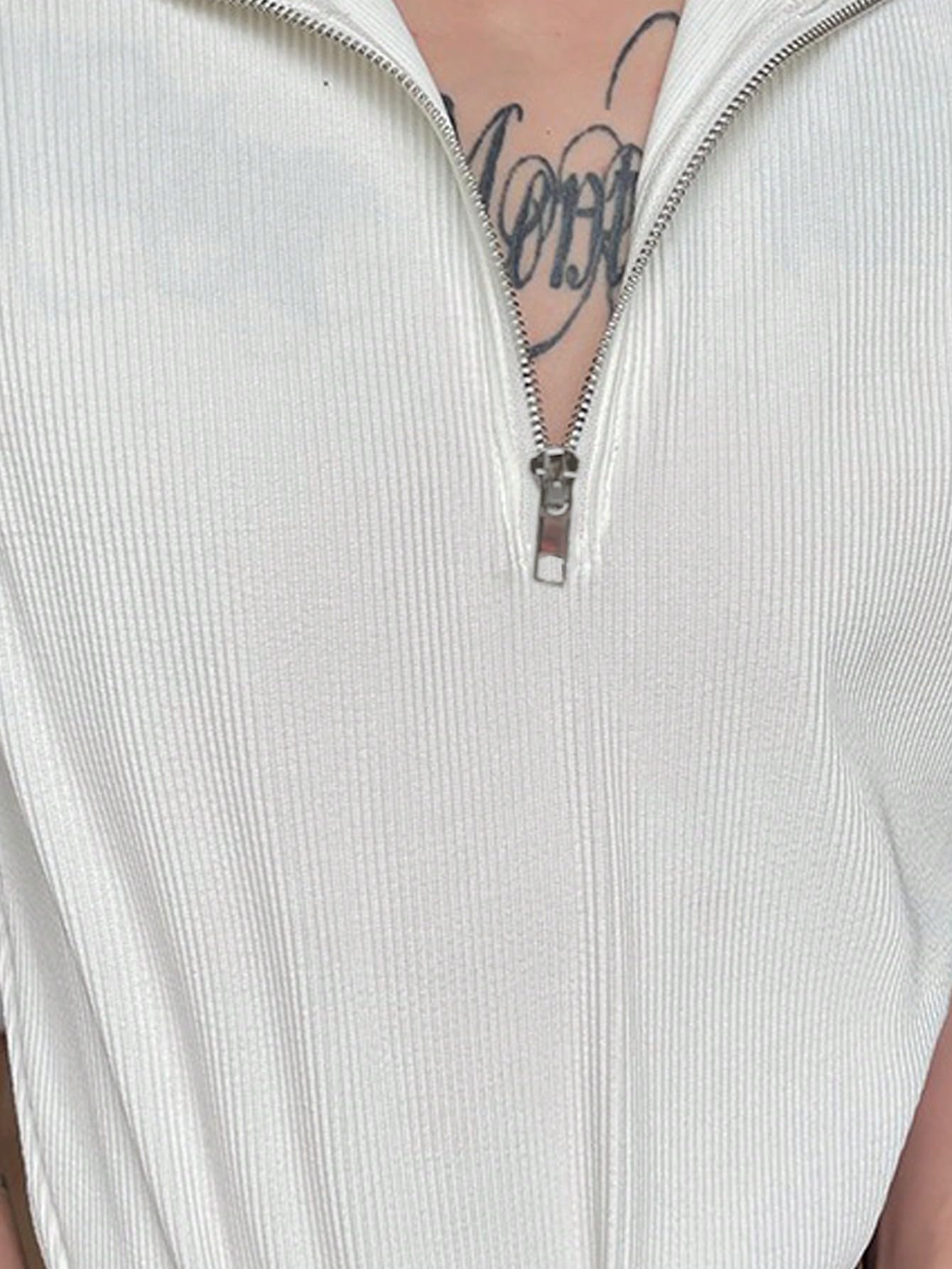OYOANGLE Men's Ribbed Knit Half-Zipper Sleeveless Funnel Neck Tank Top - Breathable Summer Casual Shirt for Gym, Beach & Streetwear Fashion