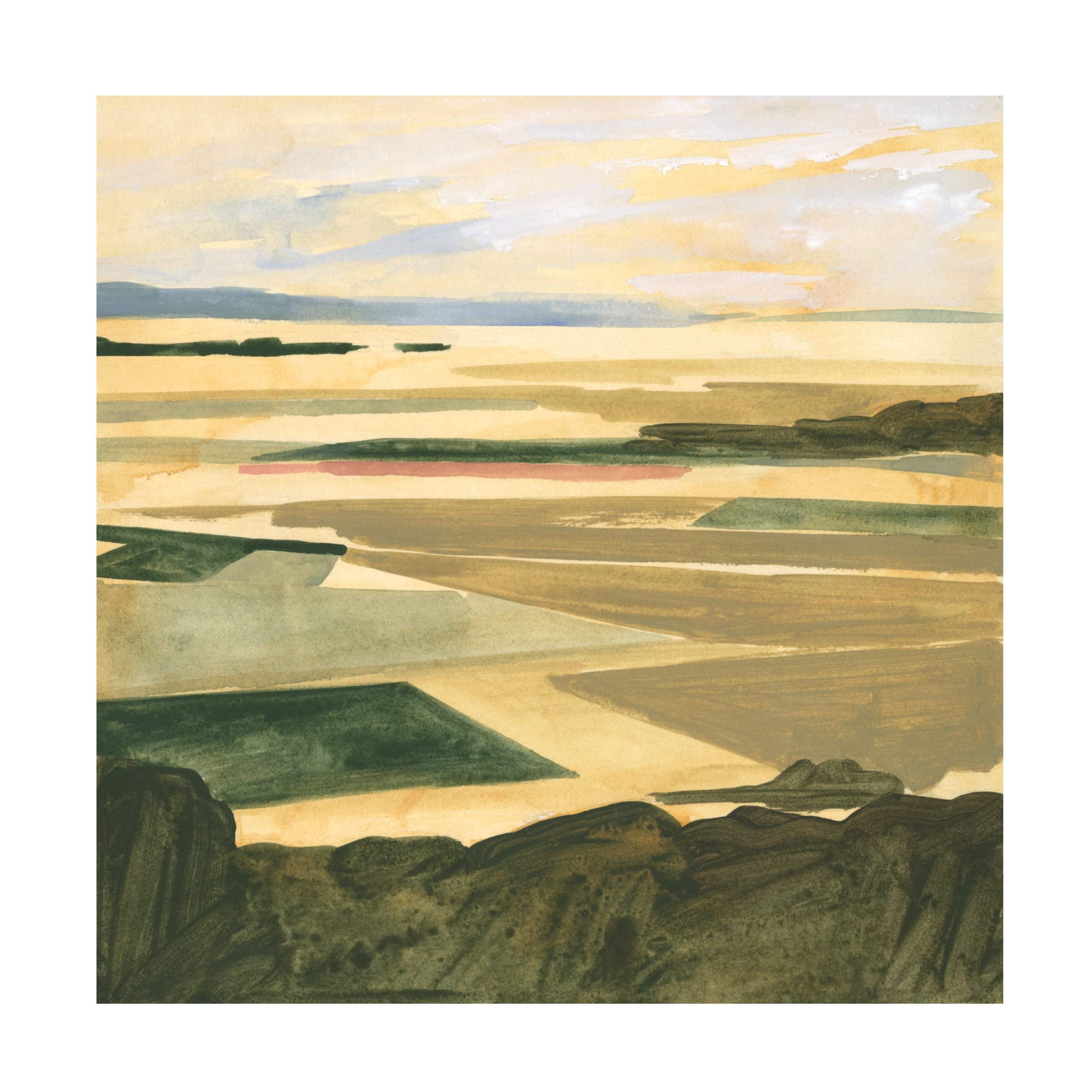 Victoria Borges 'Golden Farmland I' Canvas Wall Art Print - Countryside Landscape Painting for Living Room, Bedroom & Office Decor