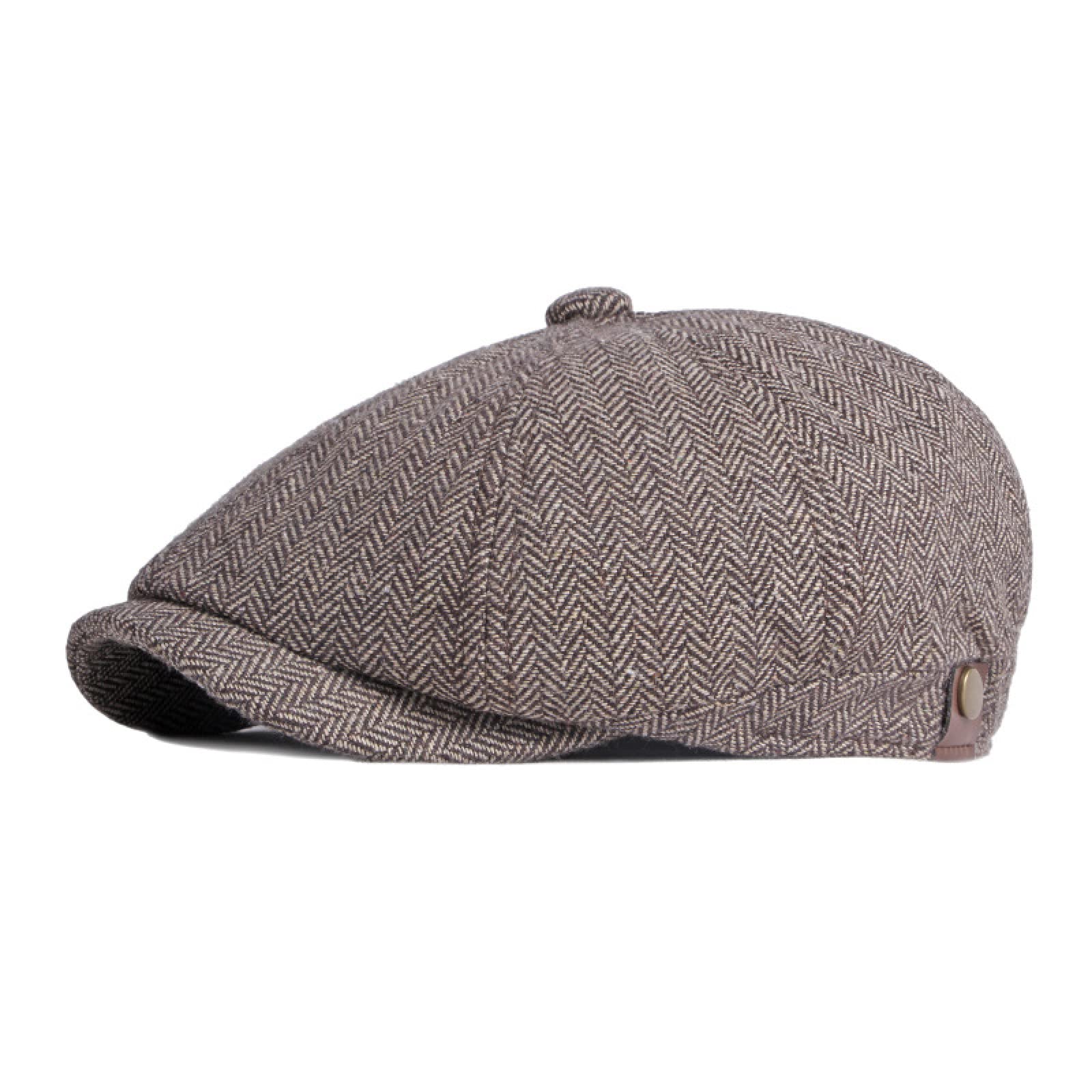 Vintage Newsboy Cap for Men & Women - Autumn Winter Herringbone Octagon Beret Gatsby Flat Hat - Perfect for Casual Outfits, Costume Parties & Retro Fashion