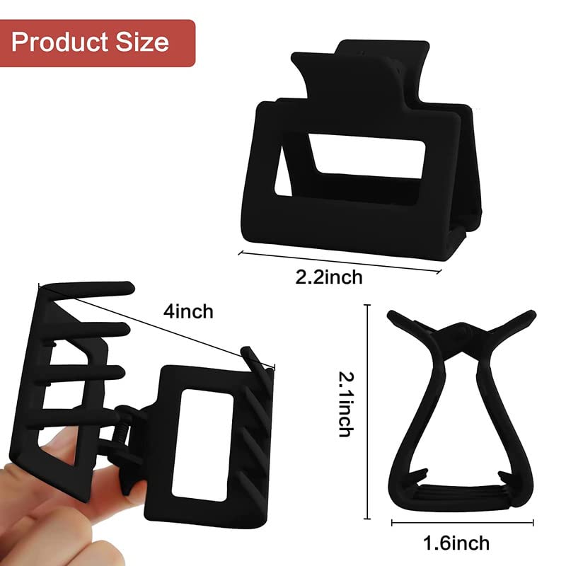 FAMEZA 6 Pack Small Square Hair Claw Clips for Women & Girls - 2.2 Inch Mini Hair Clips for Thin or Half Up Hairstyles - Perfect for School, Work, Travel & Everyday Hair Accessories