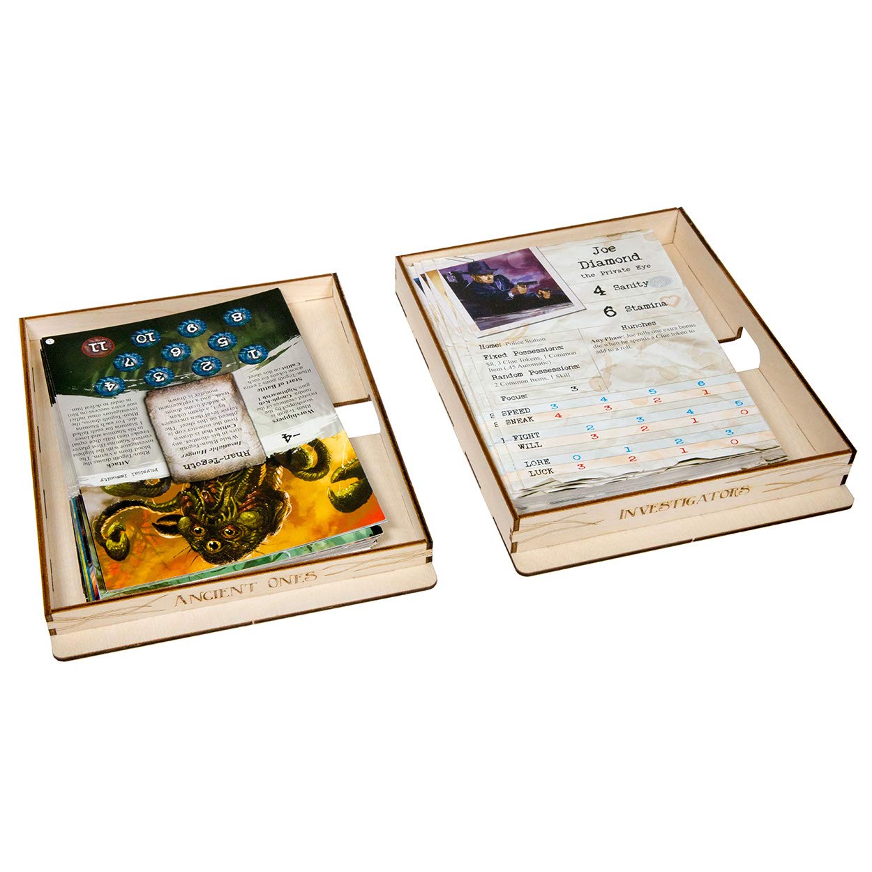 Premium Wooden Storage Box for Arkham Horror 2nd Edition - The Broken Token Game Organizer with Multiple Trays & Dividers | Perfect for Board Game Storage & Tabletop Organization
