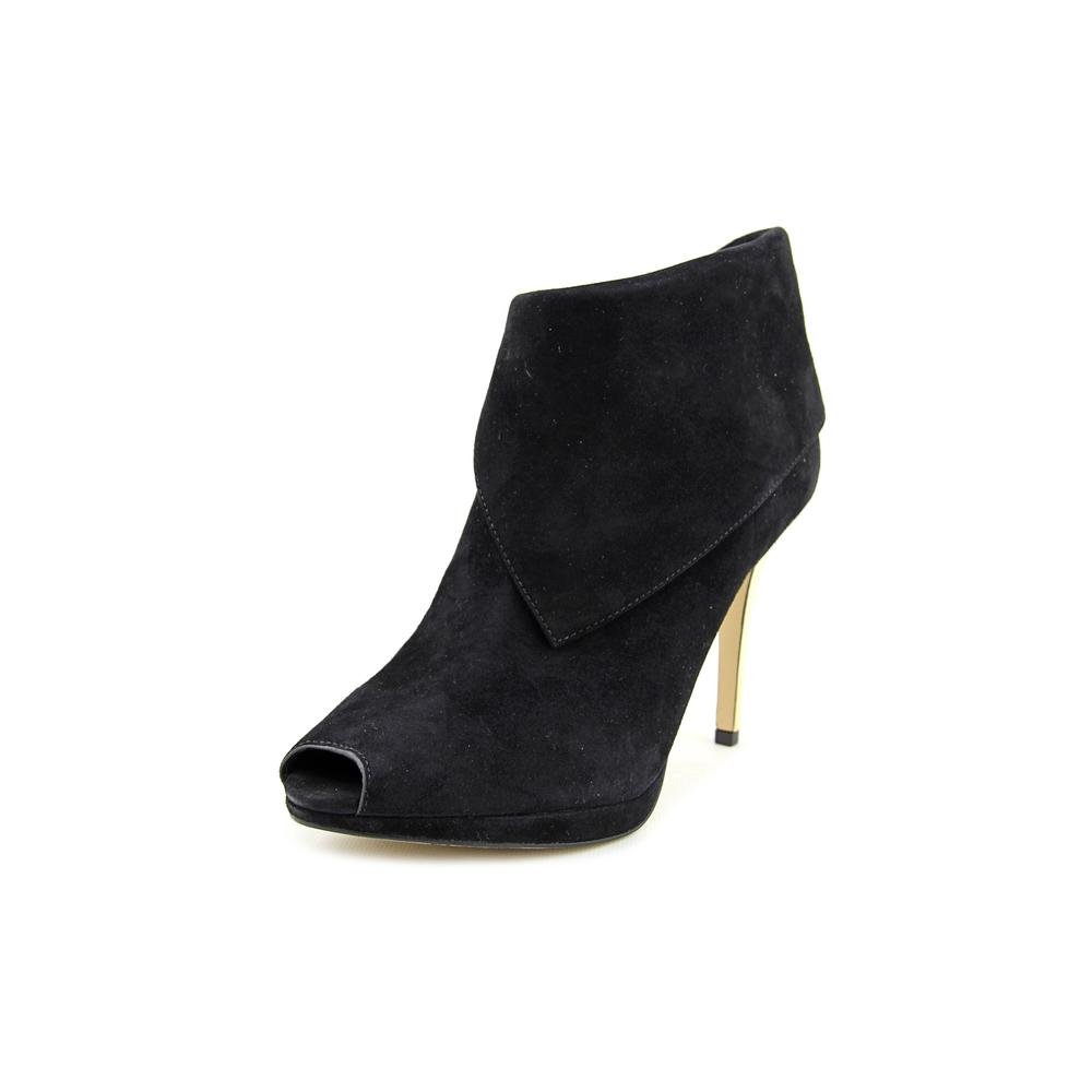 Michael Kors Women's Kendra Peep Toe Black Leather Fashion Boots - Stylish Ankle Booties for Work, Party & Everyday Wear