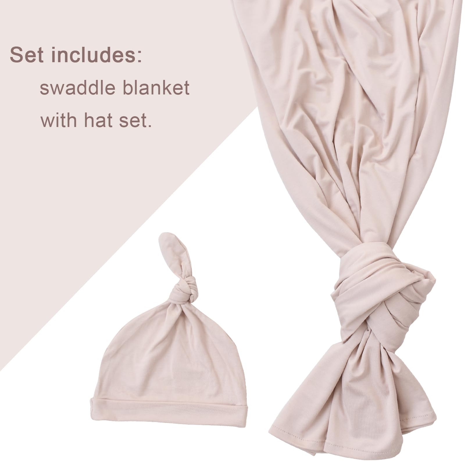 Soft Newborn Swaddle Blanket with Hat Set - 35